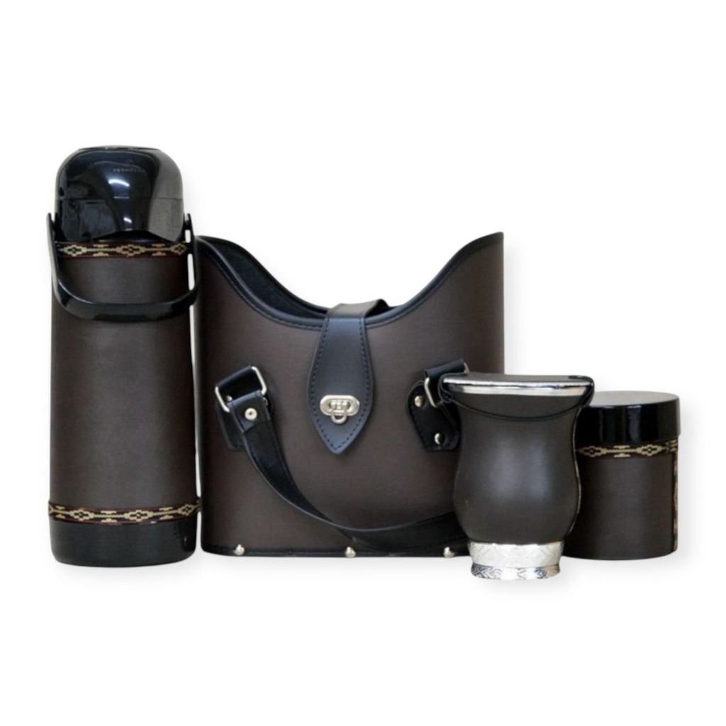 Kit luxo para chimarrão e tererê trançado preto Kit Luxo para chimarrão e tererê Acessórios para chimarrão, kit para pre