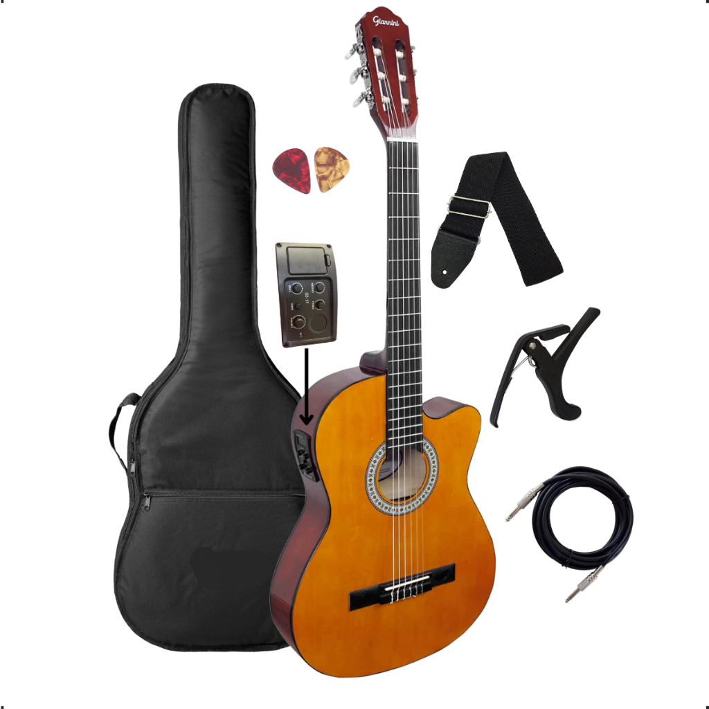 Violão Elétrico Giannini start nylon NF-14 CEQ NT -Acessórios
