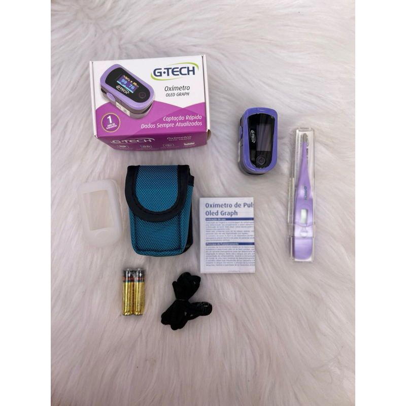 kit oxímetro roxo GTech + termômetro roxo Incoterm