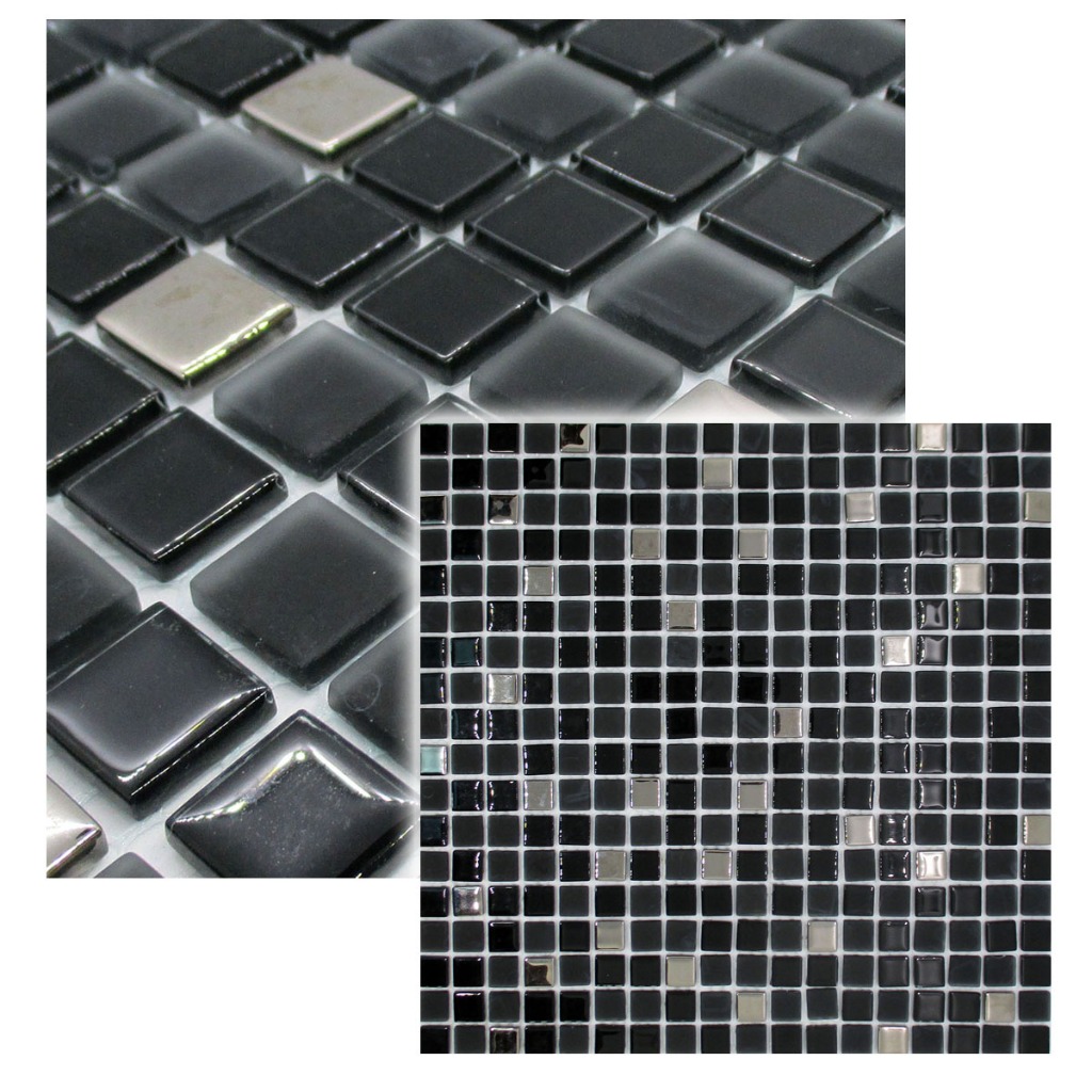Caixa 22 Placas (2m²) Pastilha de Vidro Decorativa NOITE 30x30cm - Lavabo, Cozinha, Áreas Sociais
