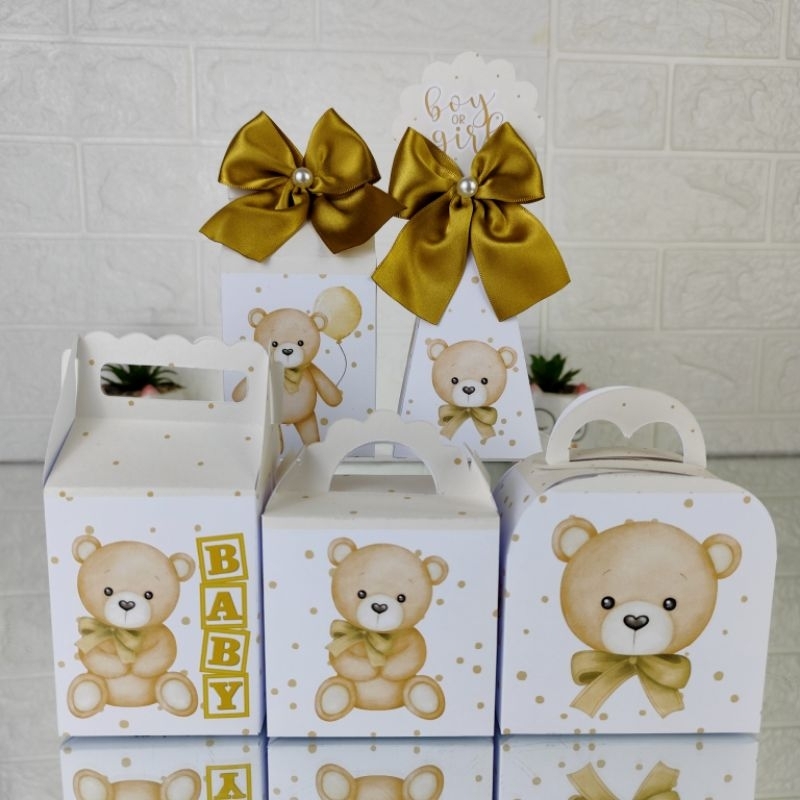 Kit Caixinhas Chá Revelação Neutro/Bege- Lembrancinhas Personalizadas | Mimos | Kit Festa |Personalizados(PEGUE E MONTE)