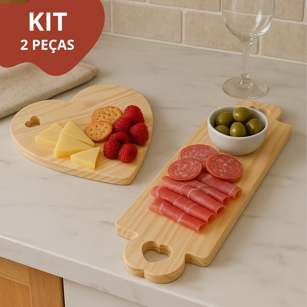 Kit 2 Tábuas de Frios Petisqueira Madeira Servir Mesa Posta em Oferta na Shopee