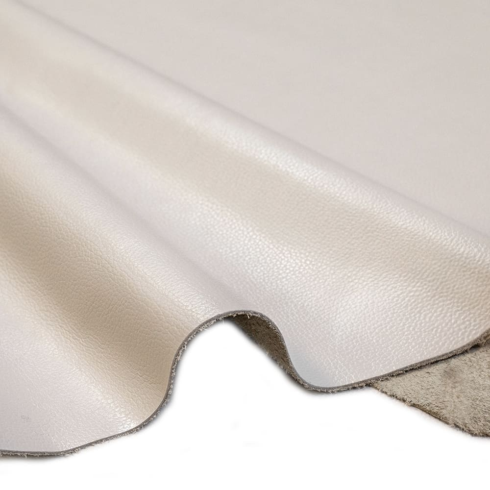 Painel de Couro Genuíno Tipo Floater 25x35cm Placa - Retalho - Textura Encorpada 14/16 Linhas - Cor: Off White