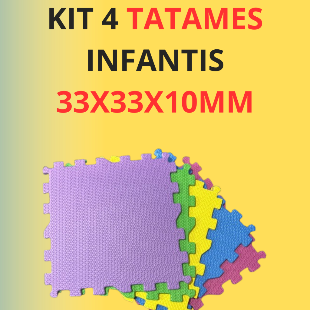 Tatames EVA Infantil 33x33cm 10mm kit com 4