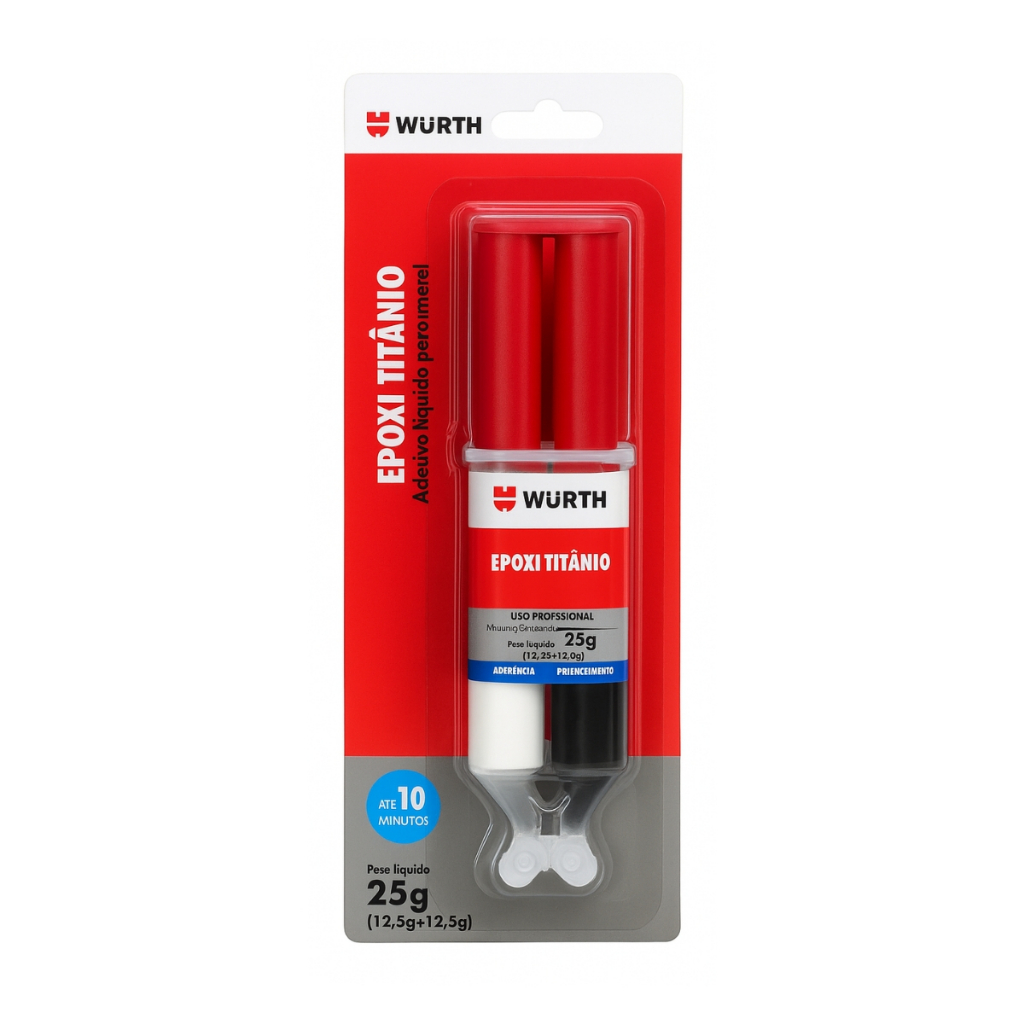 Adesivo Epóxi Titânio Express Para Reparos e Colagem de Metal 25g - Wurth