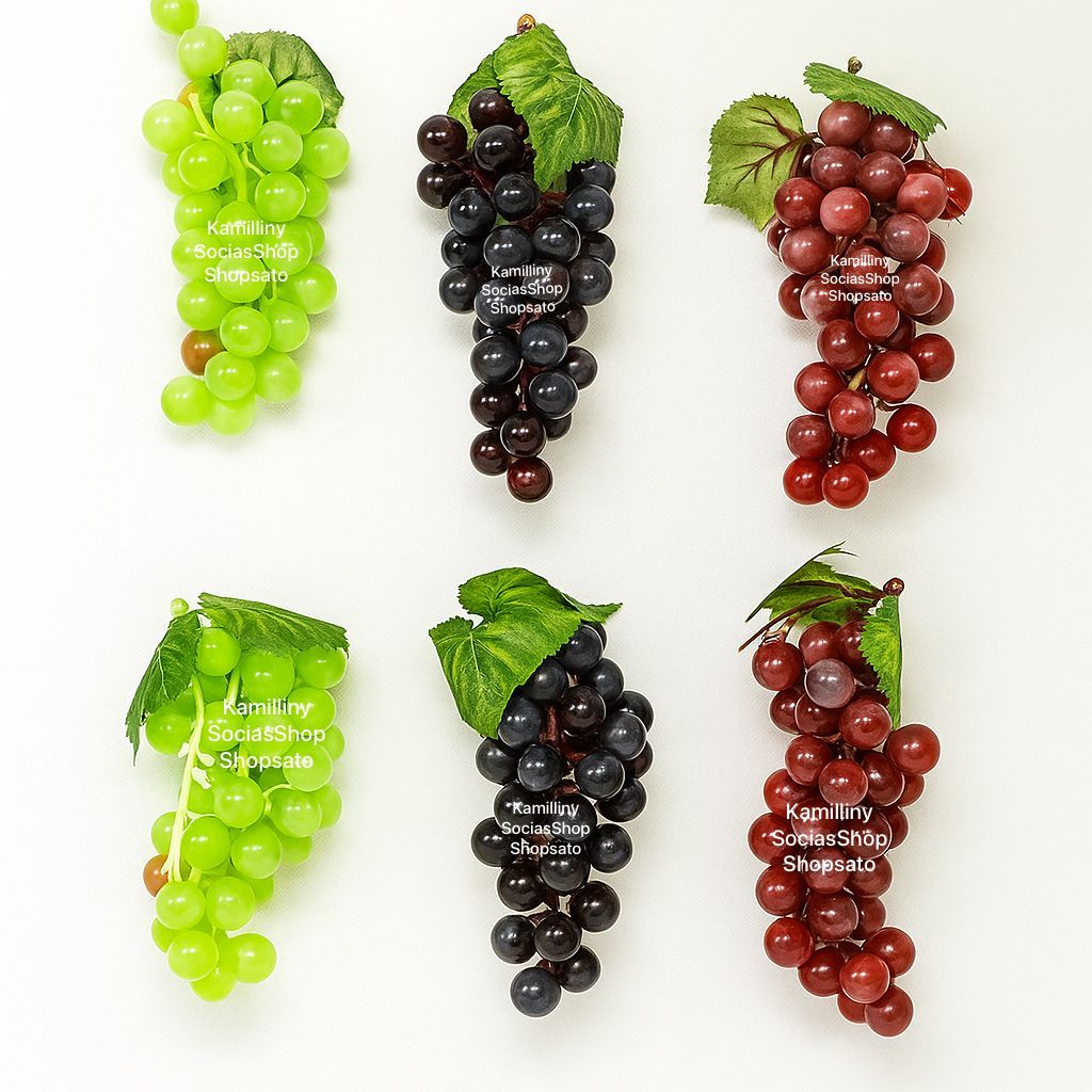 Kit 3 Cachos De Uvas Artificial Em Silicone 13cm Decoração Mesas Santa Ceia Frutas Falsas em Oferta na Shopee