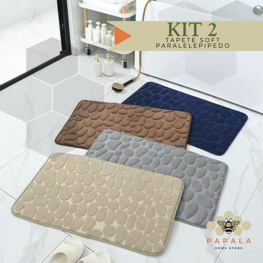 Kit 2 peças Tapete Macio Soft Paralelepipedo 40cmx60cm  Cores Diversas Sala Quarto Banheiro em Oferta na Shopee