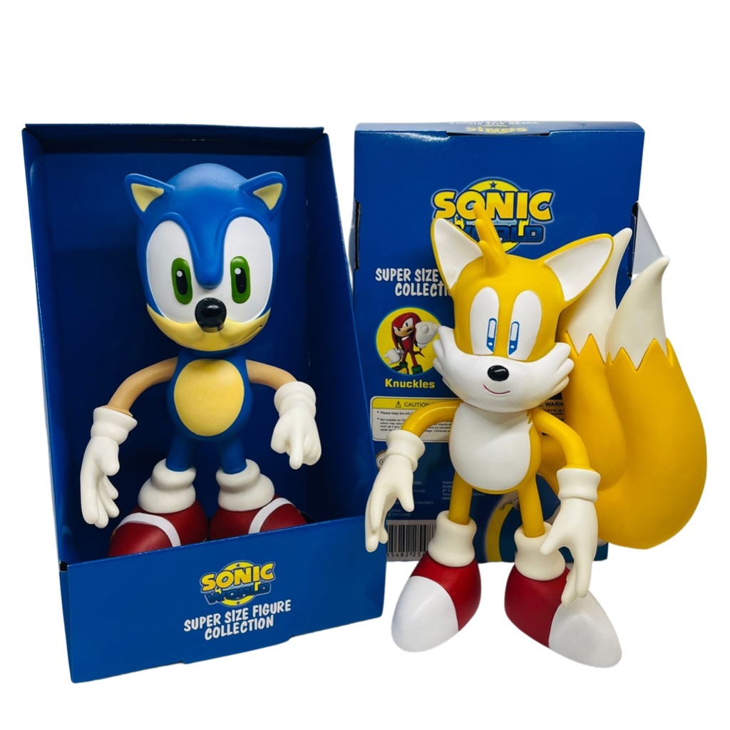 Kit Boneco Sonic e Tails Vinil Collection Brinquedo Jogo 23cm Colecionável Brinquedo