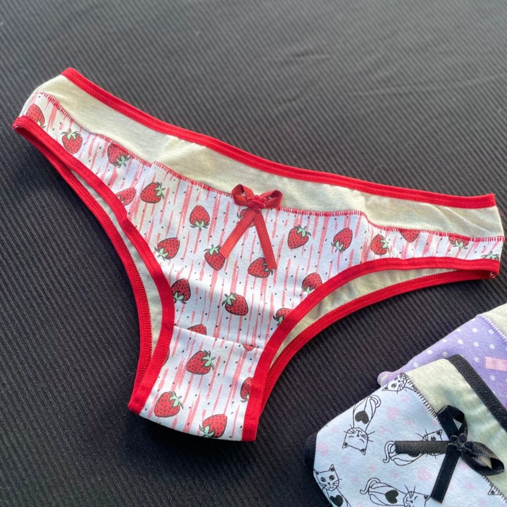 Kit 2 Calcinha Algodão Tanga Estampadas Roupa Intima Confortavel Cotton Feminina