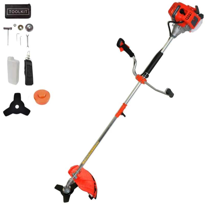 Roçadeira Gasolina 2T 75CC Profissional Corte Forte Kit Completo com Lâmina e Nylon
