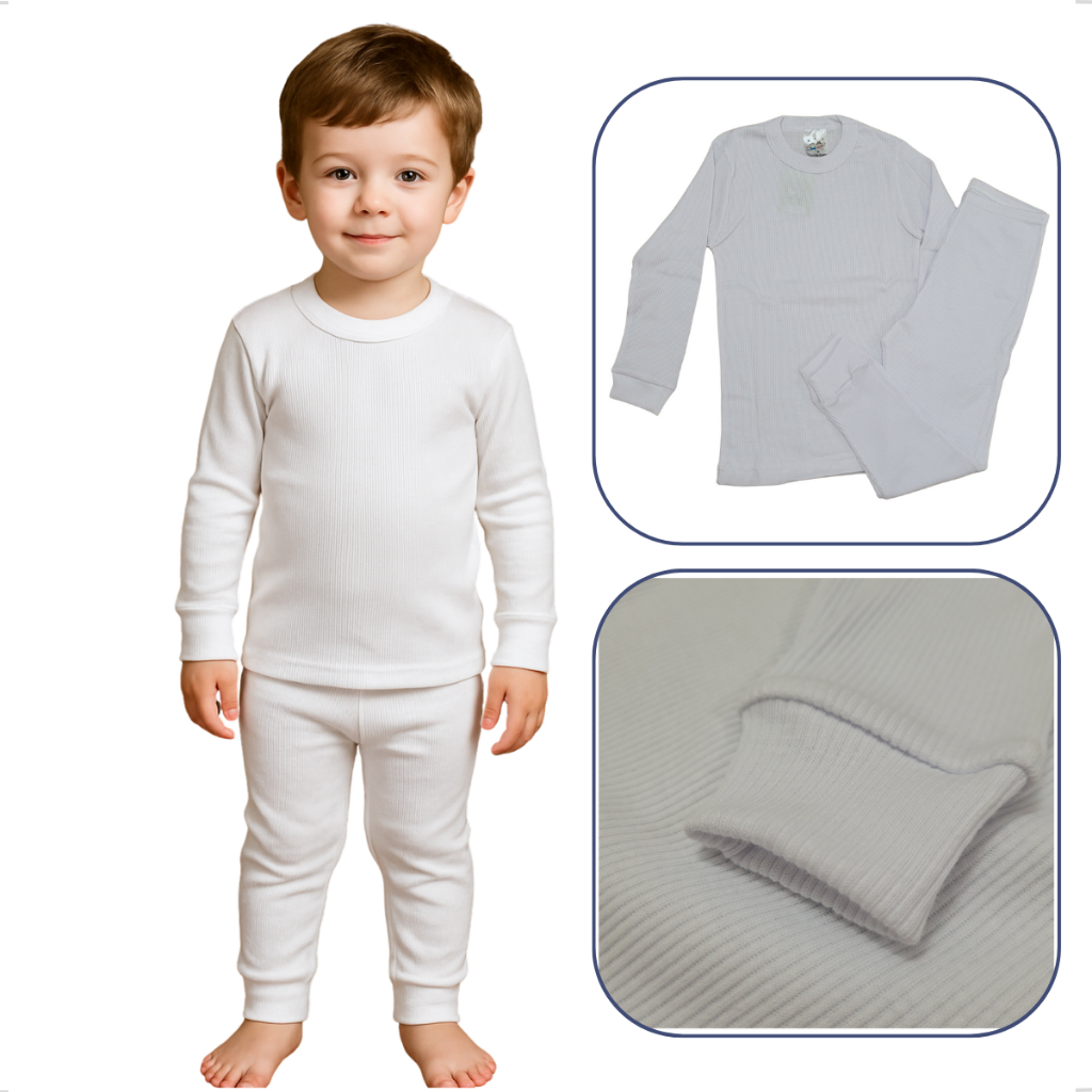 Conjunto Blusa Calça Pijama Canelado Liso Longo 100% Algodão Pijaminha branco criança Mijão Sobrepor em Oferta na Shopee
