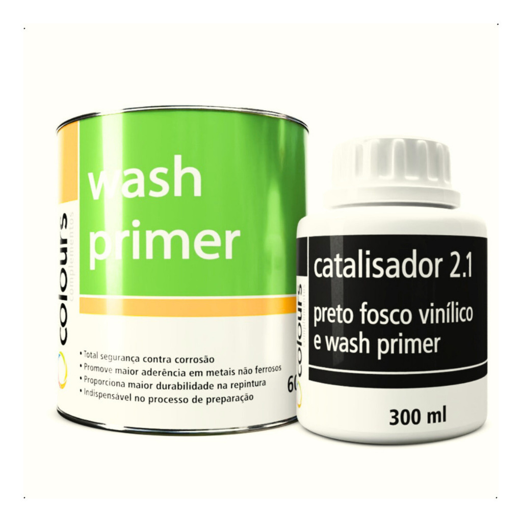 Wash Primer Maxi Rubber 900ml + Catalisador | Fundo Ácido para Aço e Alumínio | Preparação Automotiva Uso Profissional