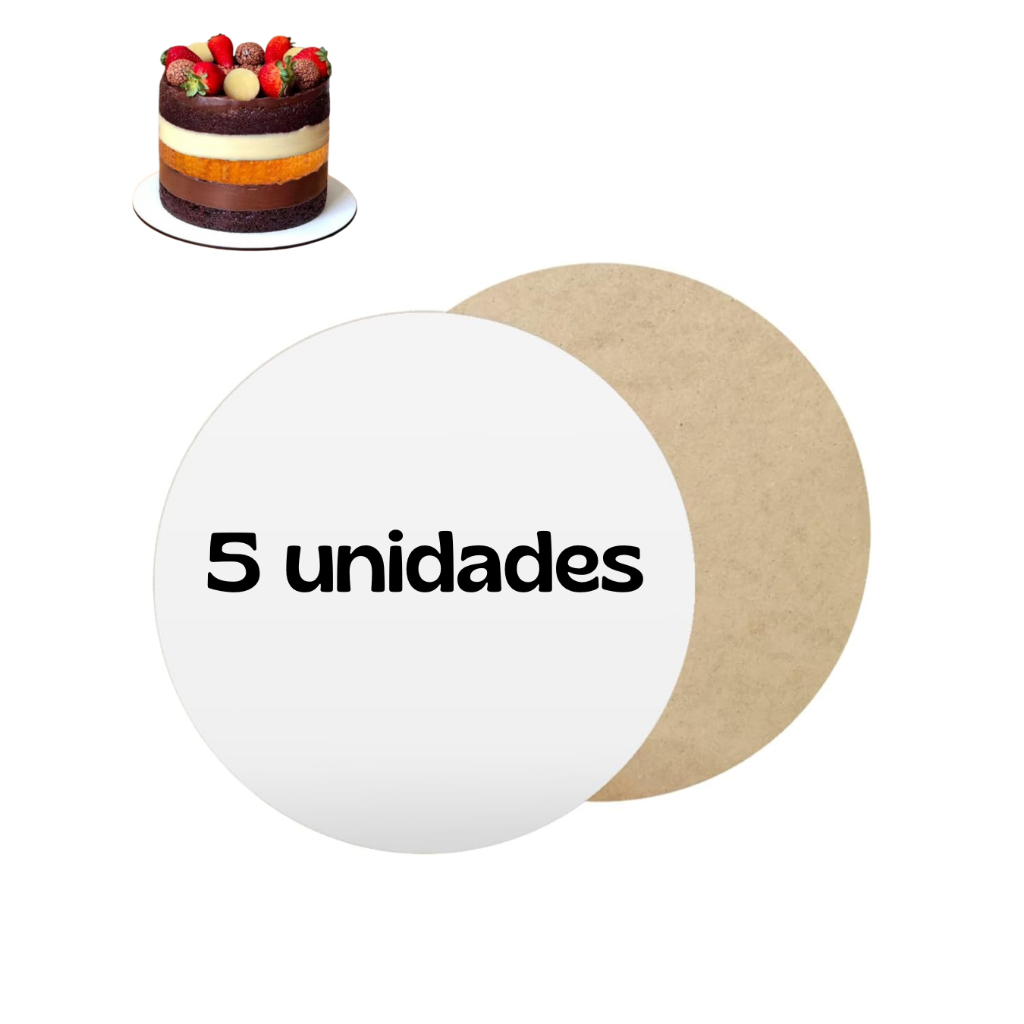 Cake Board KIT com 5 unidades Branco Mdf 3mm Tabuleiros Confeitaria  base para bolo frios cakeboard em Oferta na Shopee