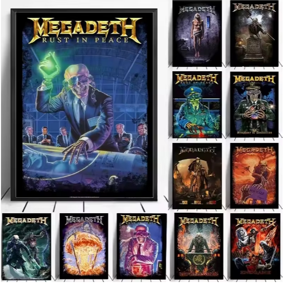Kit 10 Quadros Decorativos Megadeth Decoração Banda Rock Metal em Oferta na Shopee