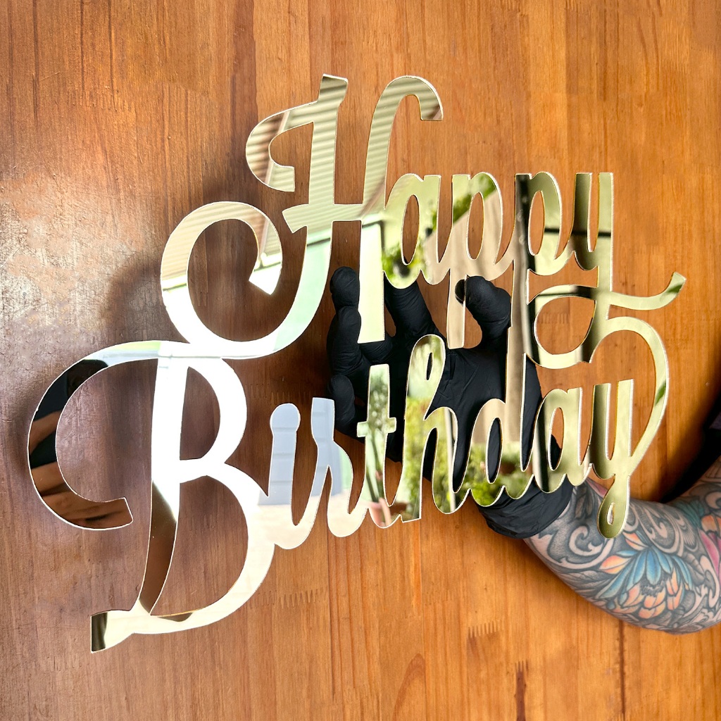 Lettering De Parede Happy Birthday Acrílico Espelhado ou Leitoso 30x20 Enfeite Aniversário Decoração em Oferta na Shopee