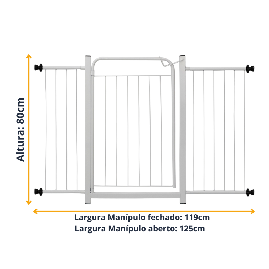Portão Pet Bebes Cachorro Grade Proteção Porta Escadas Com Extensor 1 de 20cm e 1 de 30cm - Itagold