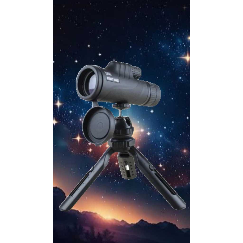 Luneta Telescópio Com Tripé Pocket Range Astronômico Ampliação Ajustável Lente Objetiva Estrelas