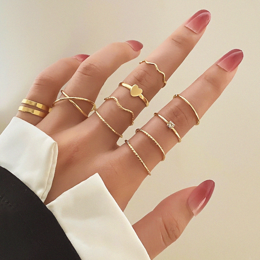 Conjunto De Anéis Ajustável Modernos  5 Peças Para Mulheres  Anel Simplicidade Articulado Hip Hop em Oferta na Shopee