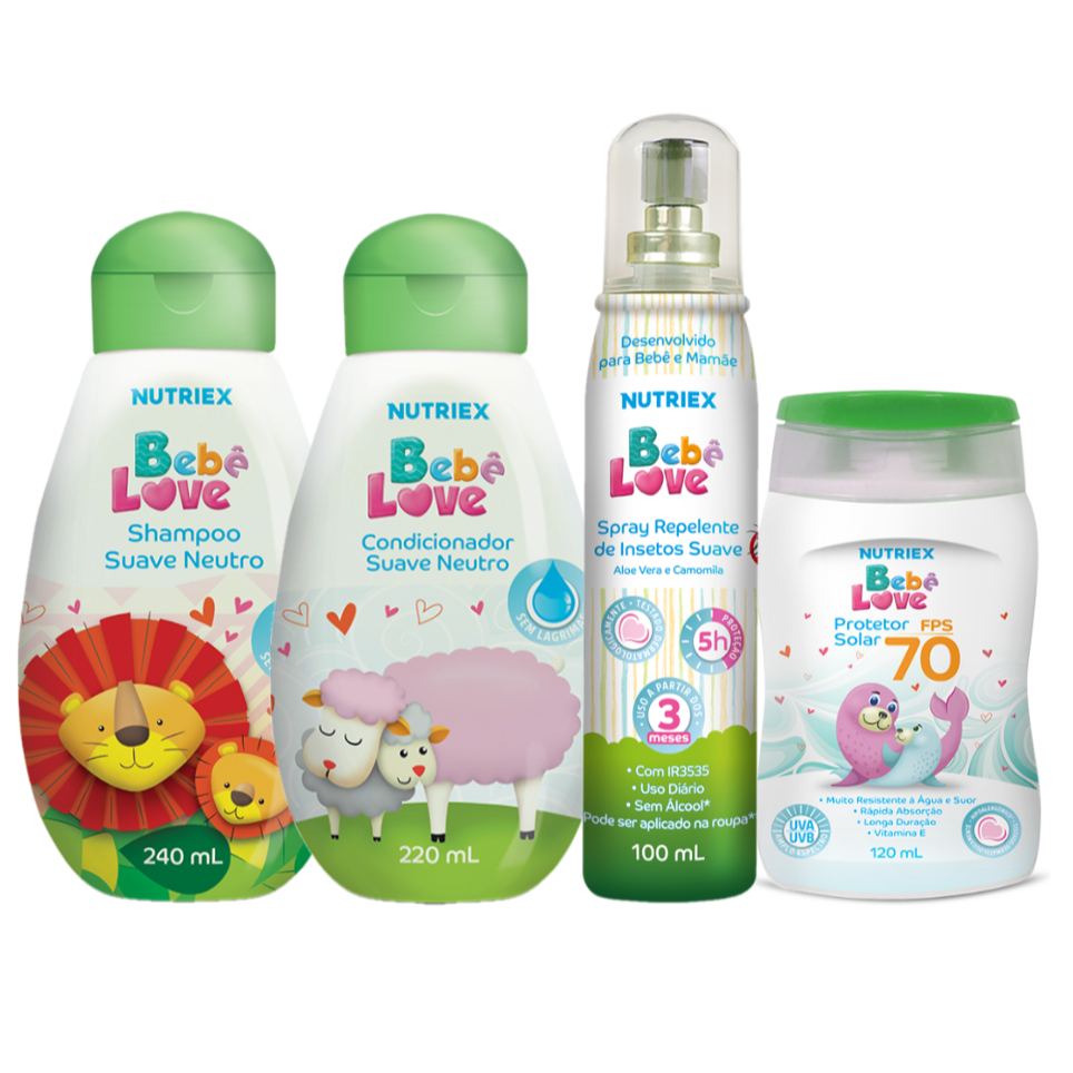 Kit Produtos de Cuidados Infantis Bebe Love Nutriex