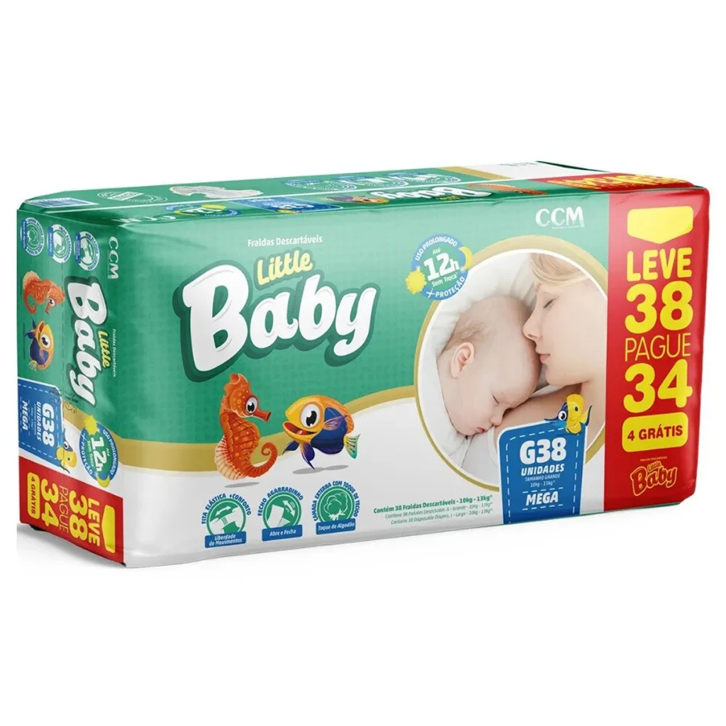 Fralda Little Baby Mega G Leve 38 Pague 34 Unidades em Oferta na Shopee