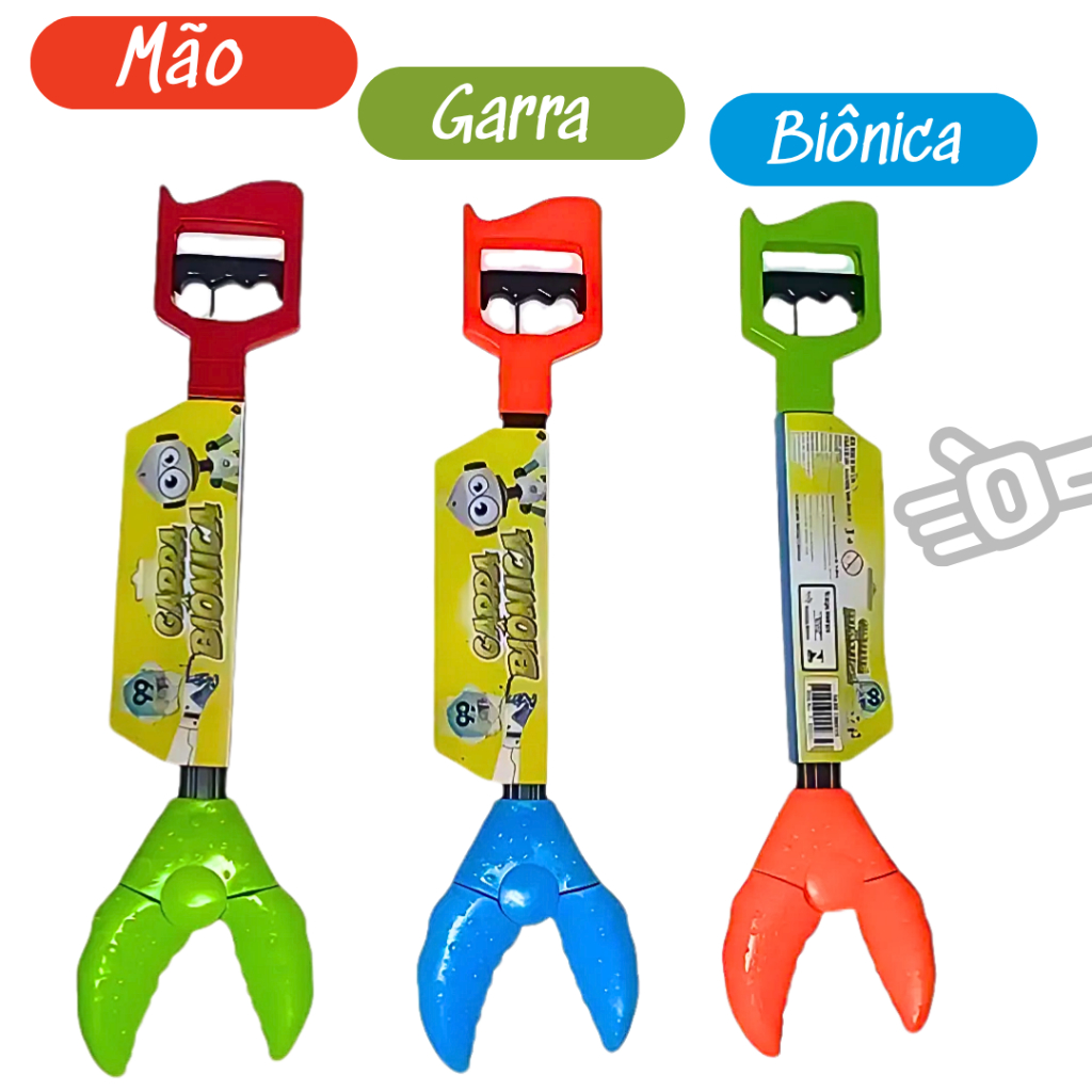 Garra Mecânica Brinquedo Mão Biônica Infantil Diversas Cores Mão de Siri Prenda Festa Junina