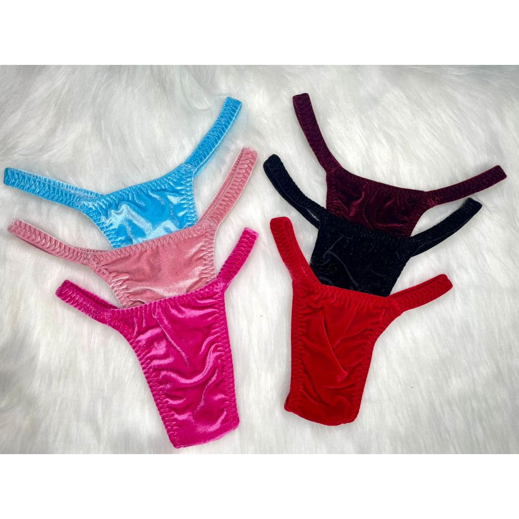 Calcinha Trans em Veludo Alças finas em Oferta na Shopee