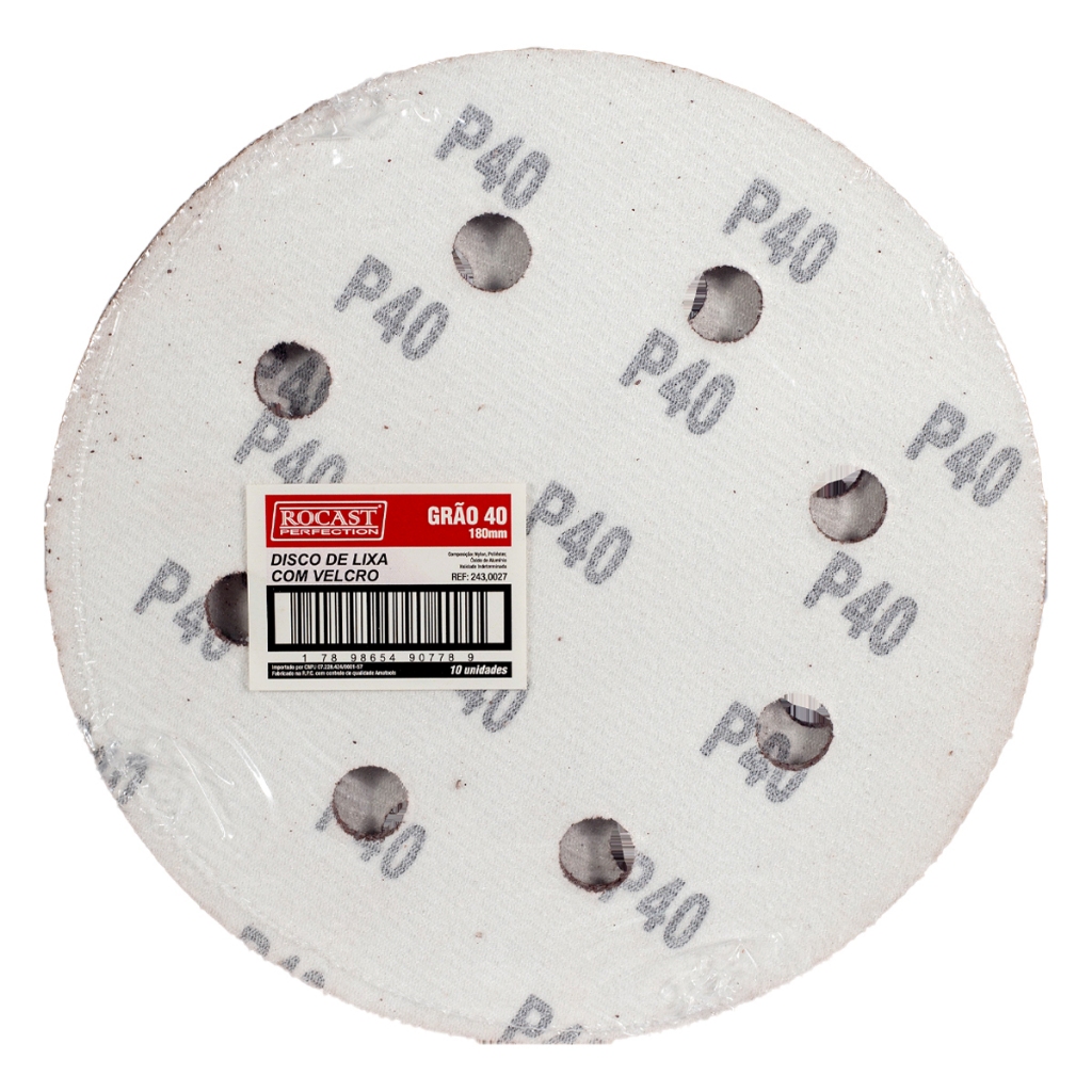 Disco de Lixa Com Velcro 7'' GR. 40 Com 10 Unidades (243,0027) - Rocast em Oferta na Shopee