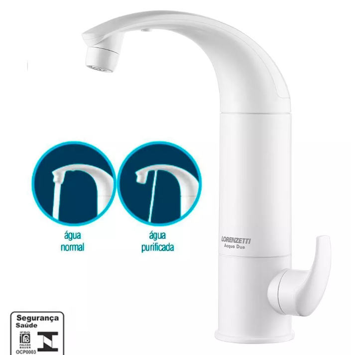 TORNEIRA LORENZETTI COM FILTRO BICA MOVEL PURIFICADOR AGUA MESA ACQUA DUE