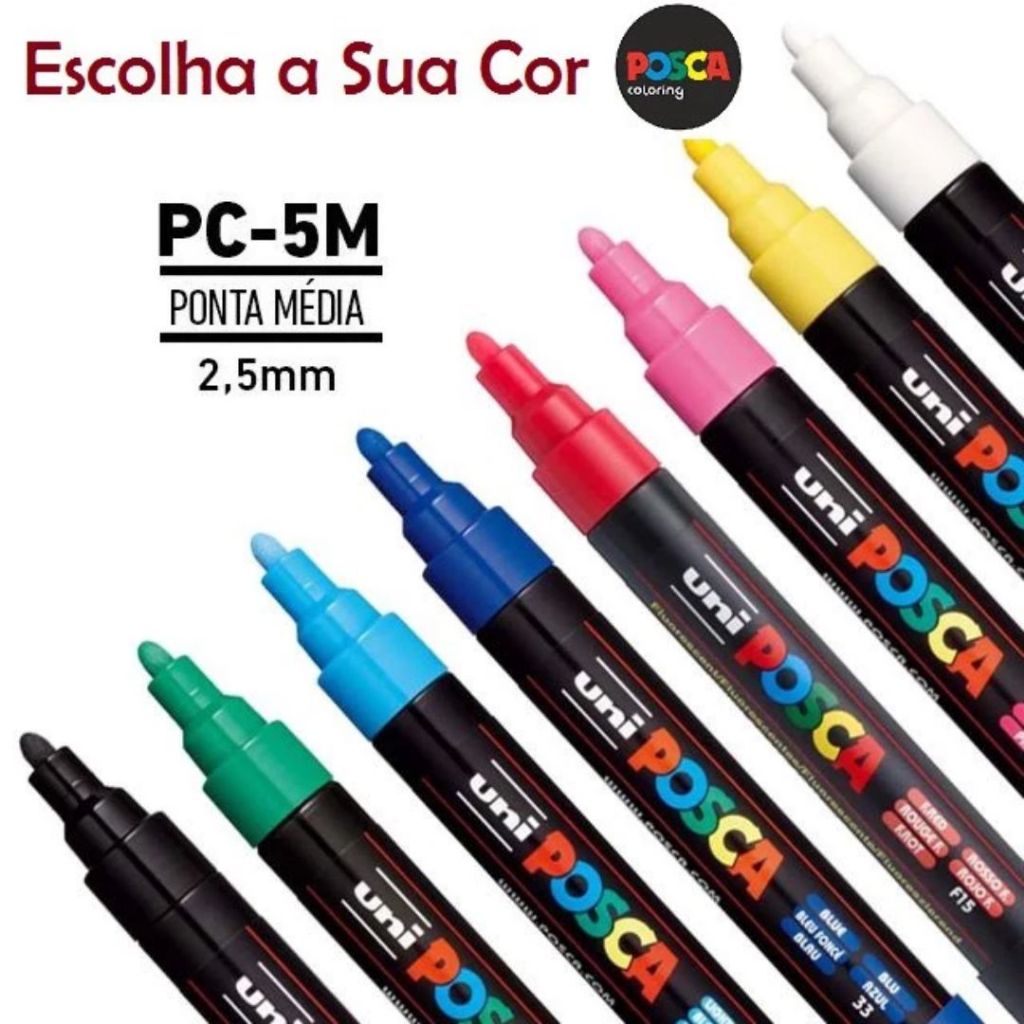 Caneta Pincel Marcador Multiuso PC-5M 1.8-2.5mm - Posca em Oferta na Shopee