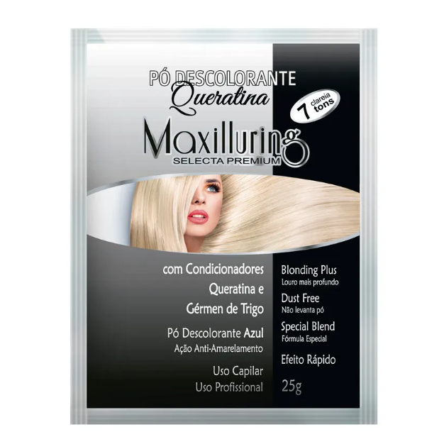 Maxilluring - Pó Descolorante Queratina Sachê 25g em Oferta na Shopee