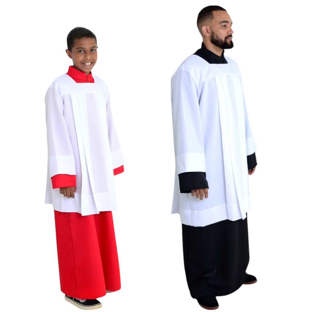 Túnica e Sobrepeliz Infantil Ou Adulto – Roupa Litúrgica para Coroinha