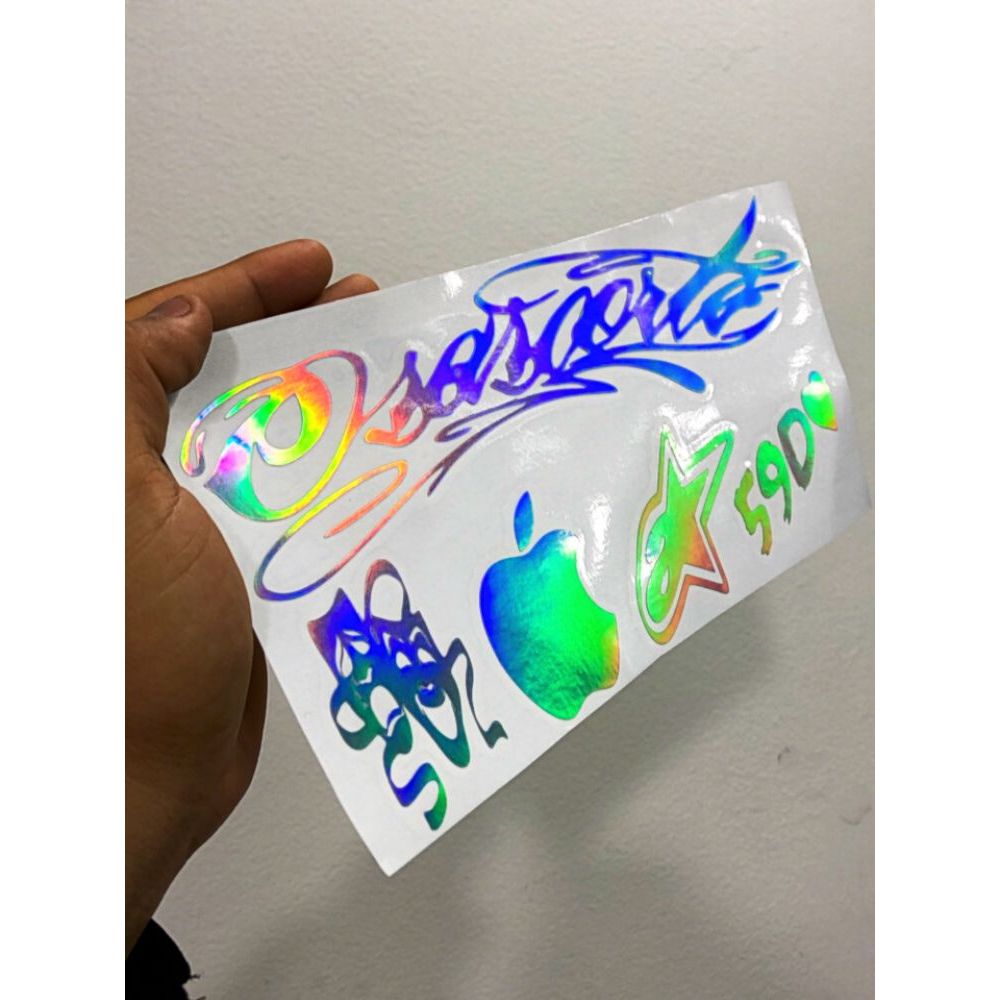 Kit cartela de adesivos holografico para carro e motos e bicicleta em Oferta na Shopee