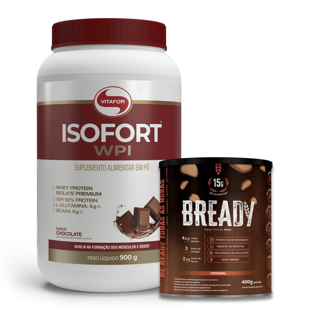 Kit Whey Isofort Vitafor 900g + Bready Superfood Pão Proteíco 400g Original