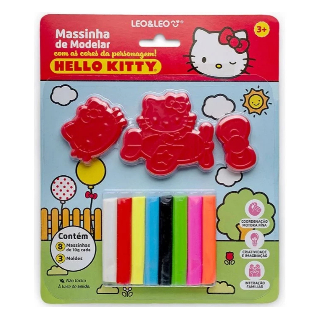 MASSINHA 8 CORES HELLO KITTY COM MOLDES - LEO&LEO