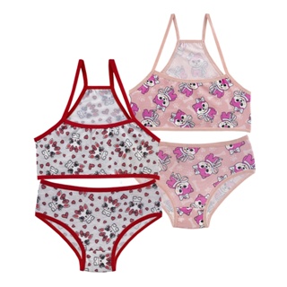 Kit 2 Conjunto Infantil Menina Moça Estampado Microfibra Top e Calcinha em Oferta na Shopee