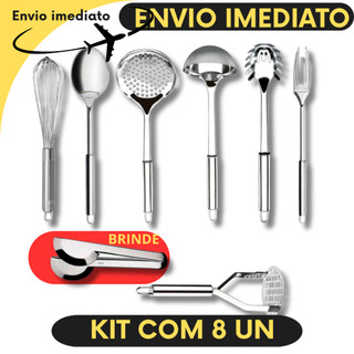 Utensílios de Cozinha Peças Inox Pegador Concha Escumadeira Batedor Garfo Trinchante Colher arroz