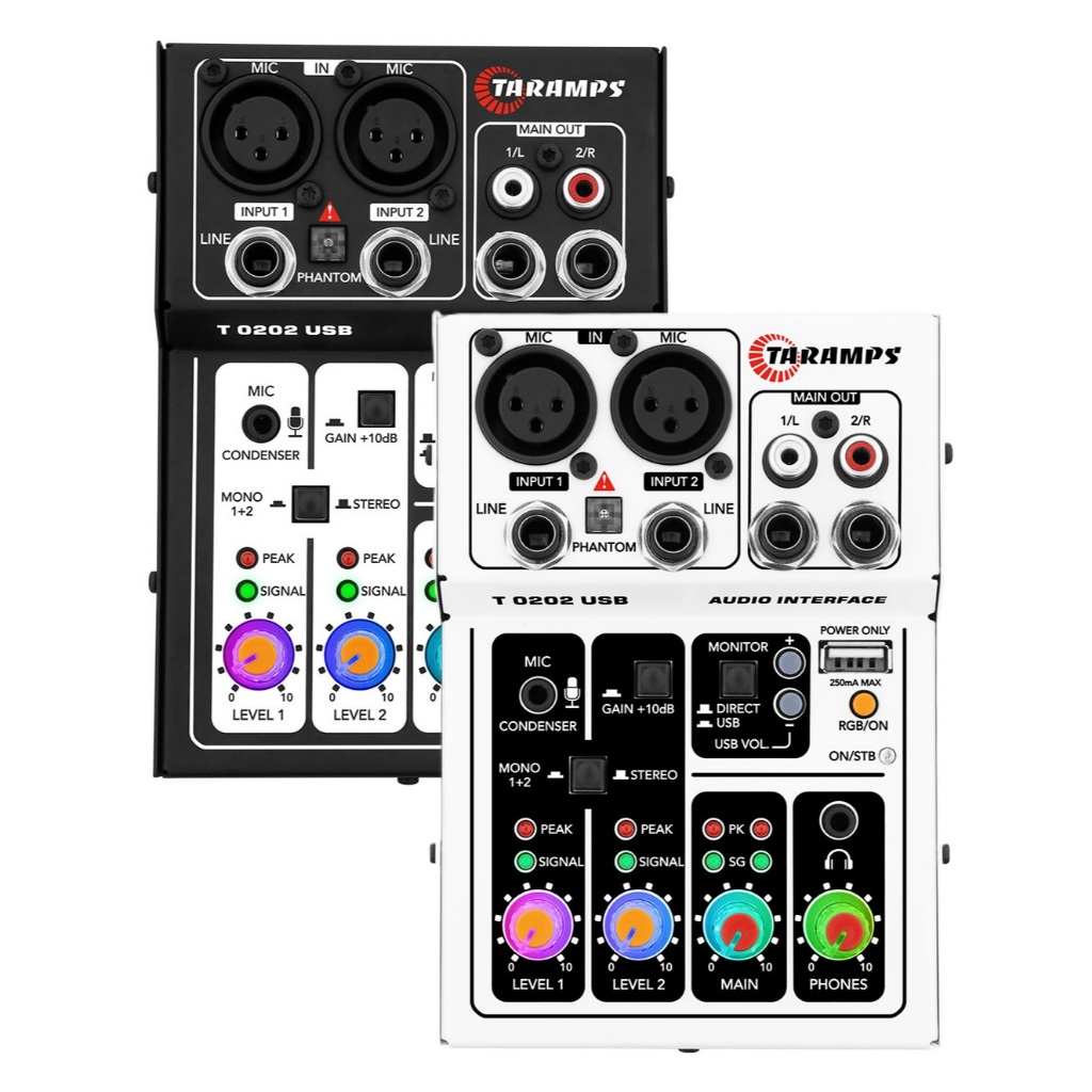Mesa Som Interface T0202 Usb Led Rgb 2 Canais Phantom Power 48v Live Podcast Eventos Preto ou Branco em Oferta na Shopee
