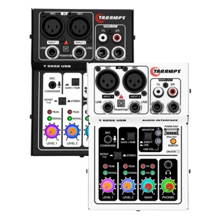 Mesa Som Interface T0202 Usb Led Rgb 2 Canais Phantom Power 48v Live Podcast Eventos Preto ou Branco em Oferta na Shopee