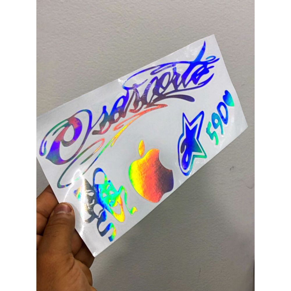 Kit cartela de adesivos holografico para carro e motos e bicicleta