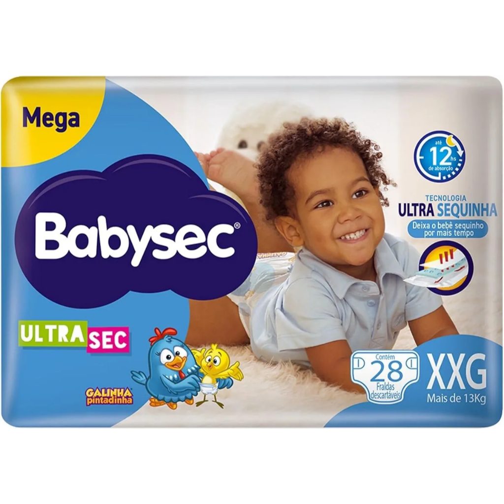 Fralda Ultrasec Babysec Galinha Pintadinha XXG 28 unidades