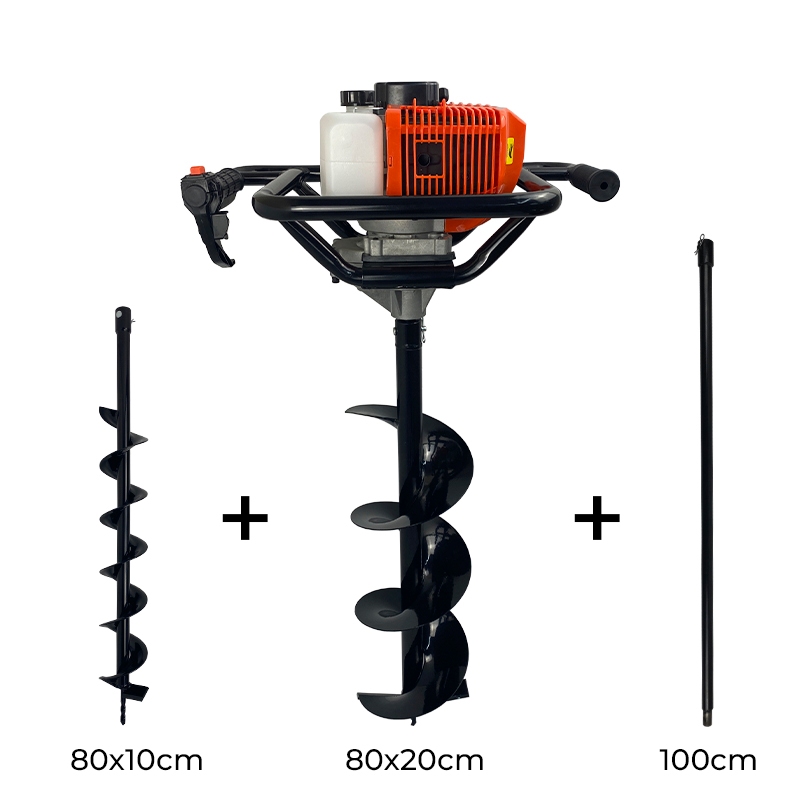 Perfurador de Solo a Gasolina 52cc 2,5HP Profissional com Brocas 80x10cm + 80x20cm + Extensão 1m Carbon Fak em Oferta na Shopee