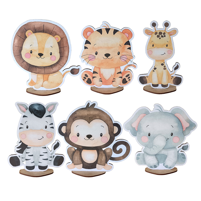 Display de Mesa Kit 6 Peças - Festa Safari Aquarela em Oferta na Shopee