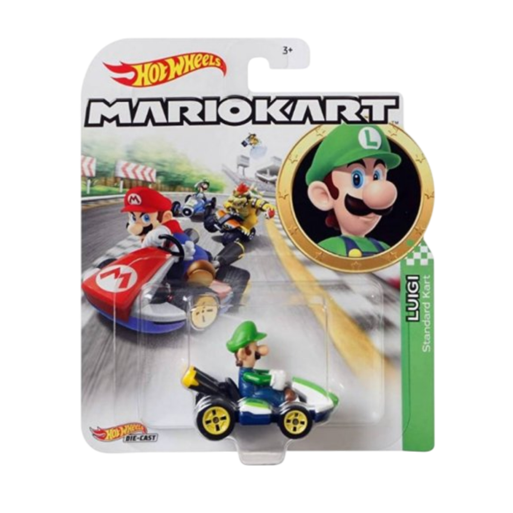 MINIATURA HOT WHEELS DIE-CAST MARIO KART LUIGI STANDARD KART GBG25 GLP37-4B16 M1