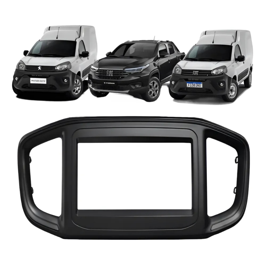 Moldura 9 Polegadas Strada 2021 Fiorino Peugeot Partner Rapid 2022 Preto Fosco Fiamon