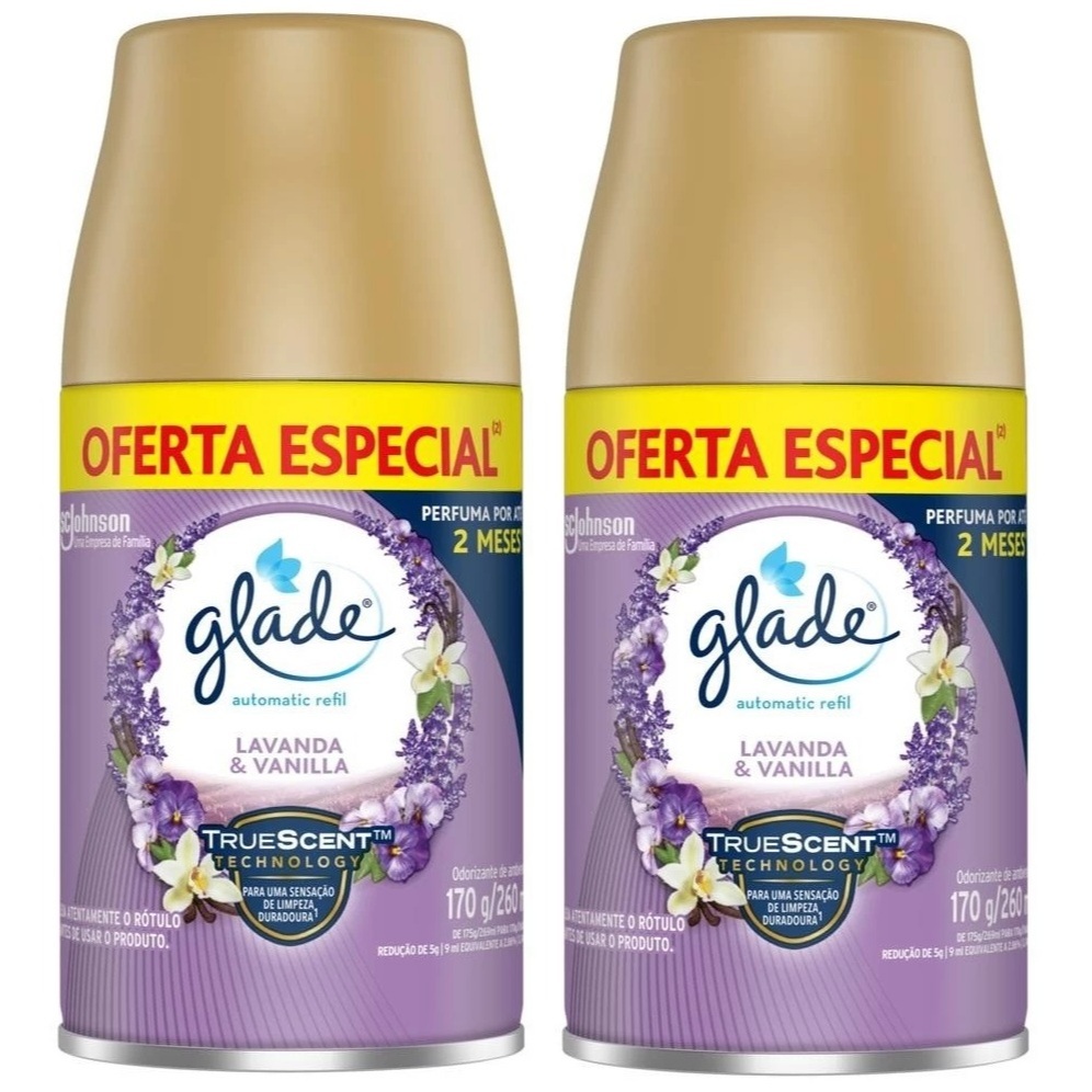 Kit 2 Refil Glade Lavanda & Vanilla Automatic Spray 269ml Para Aparelho Odorizador de Ambiente em Oferta na Shopee