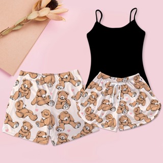 Kit Pijama Casal Baby Doll Preto Estampa Ursinho Pelúcia + Samba Canção Masculino em Oferta na Shopee