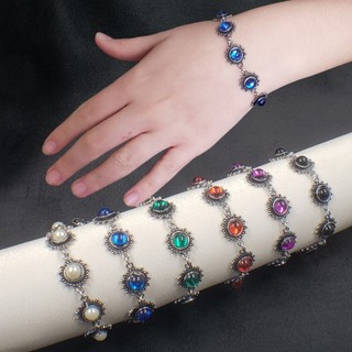 Pulseira aço inoxidável feminina com Pedras Redondas Pulseira Feminina Bali Indiano acabamento Premiun