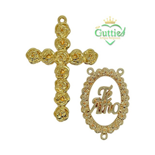 Kit Cruz com Rosas Crucifixo + Salve Rainha Te Amo Entremeio para terço em Oferta na Shopee