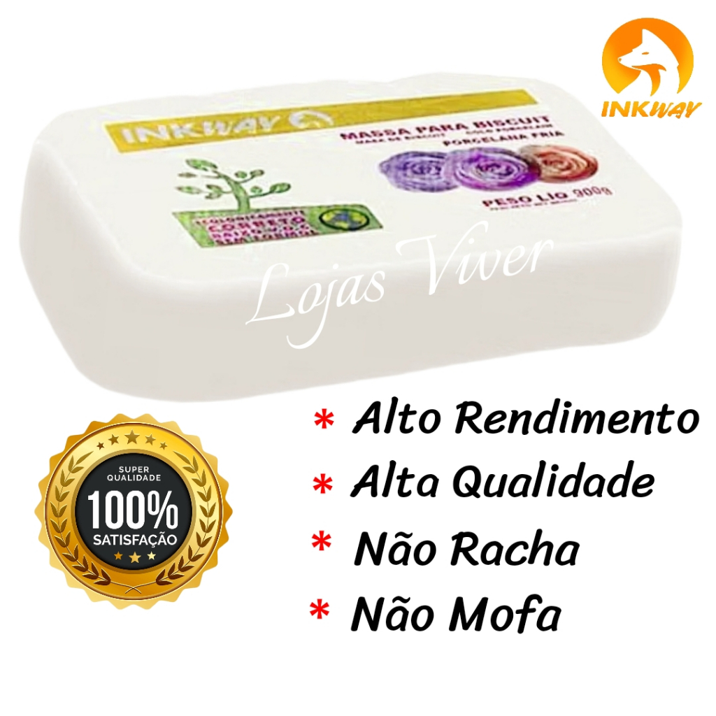 Massa Biscuit 900g Branca / Natural - Inkway em Oferta na Shopee