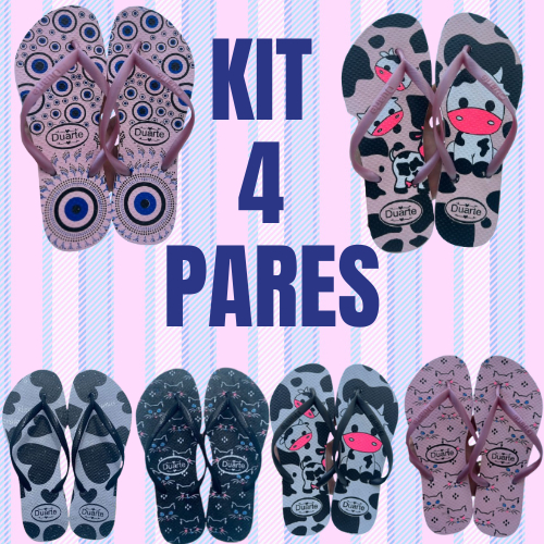 Kit 4 Pares de Chinelo Feminino Adulto Mais Vendidos Envio Imediato Promocao